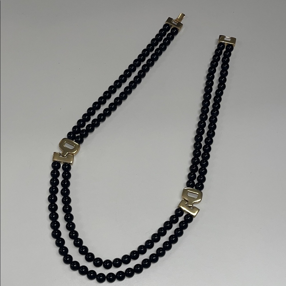 Napier Black and Gold Beaded Necklace